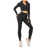 2 piece high waist zip down suit