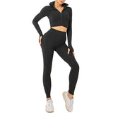 2 piece high waist zip down suit