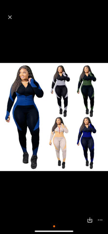 2 piece high waist zip down suit